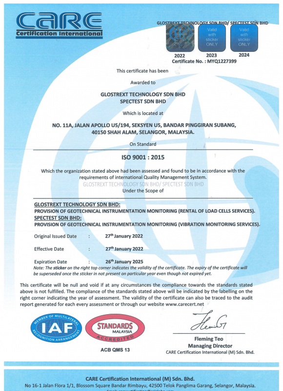 Glostrext Malaysia - ISO 9001